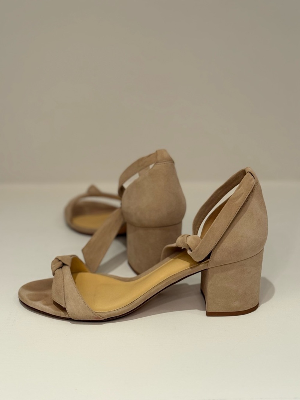 Alexandre Birman Clarita Block Heel Sandals Suede Block Heel Sandals - Beige